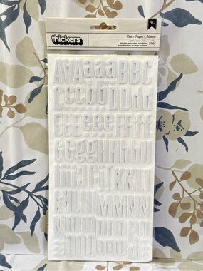 NWT Thickers Glitter Alphabet Stickers — White Sparkle Letters